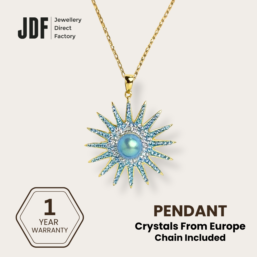Pearl Sunburst Pendant with Crystal From Europe