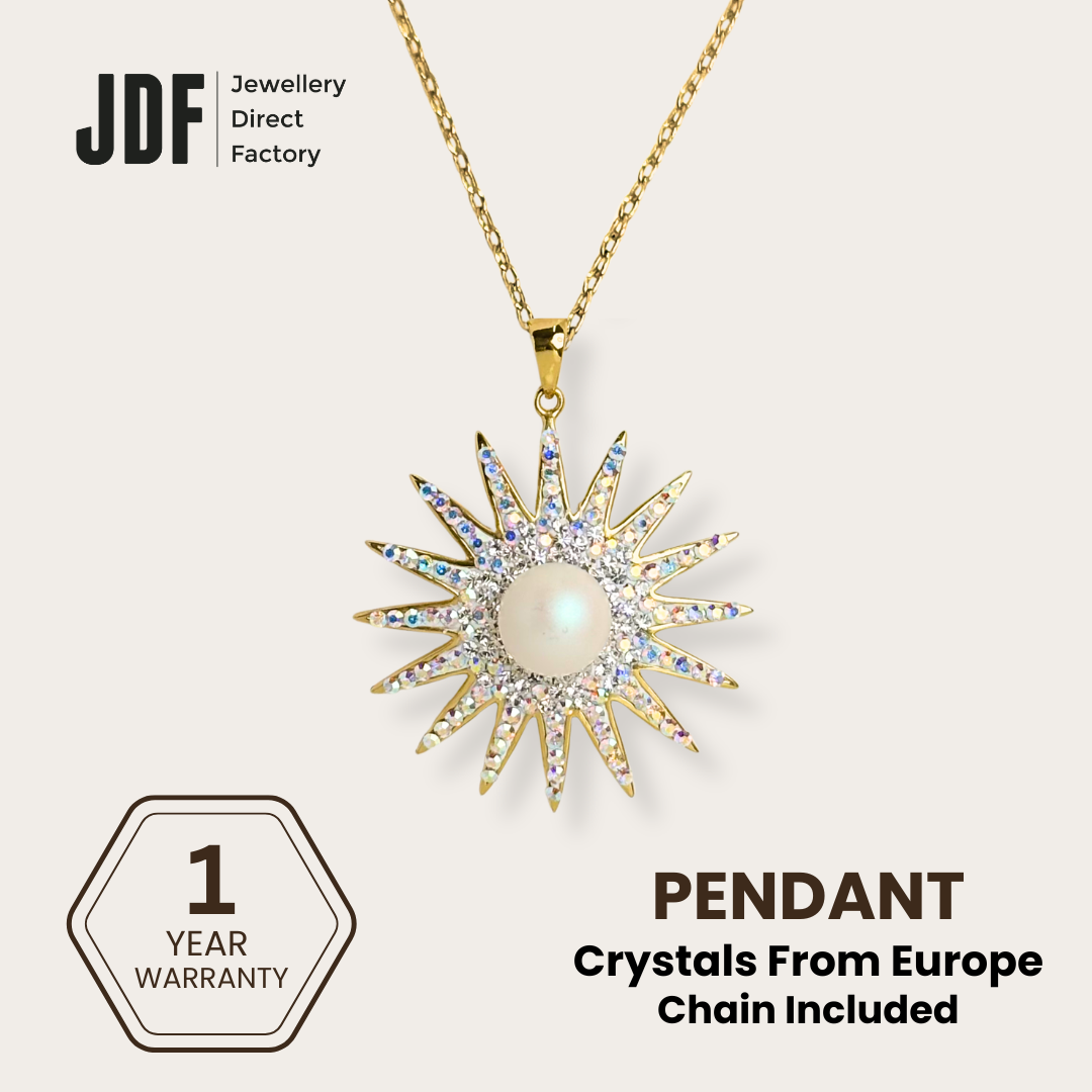 Pearl Sunburst Pendant with Crystal From Europe