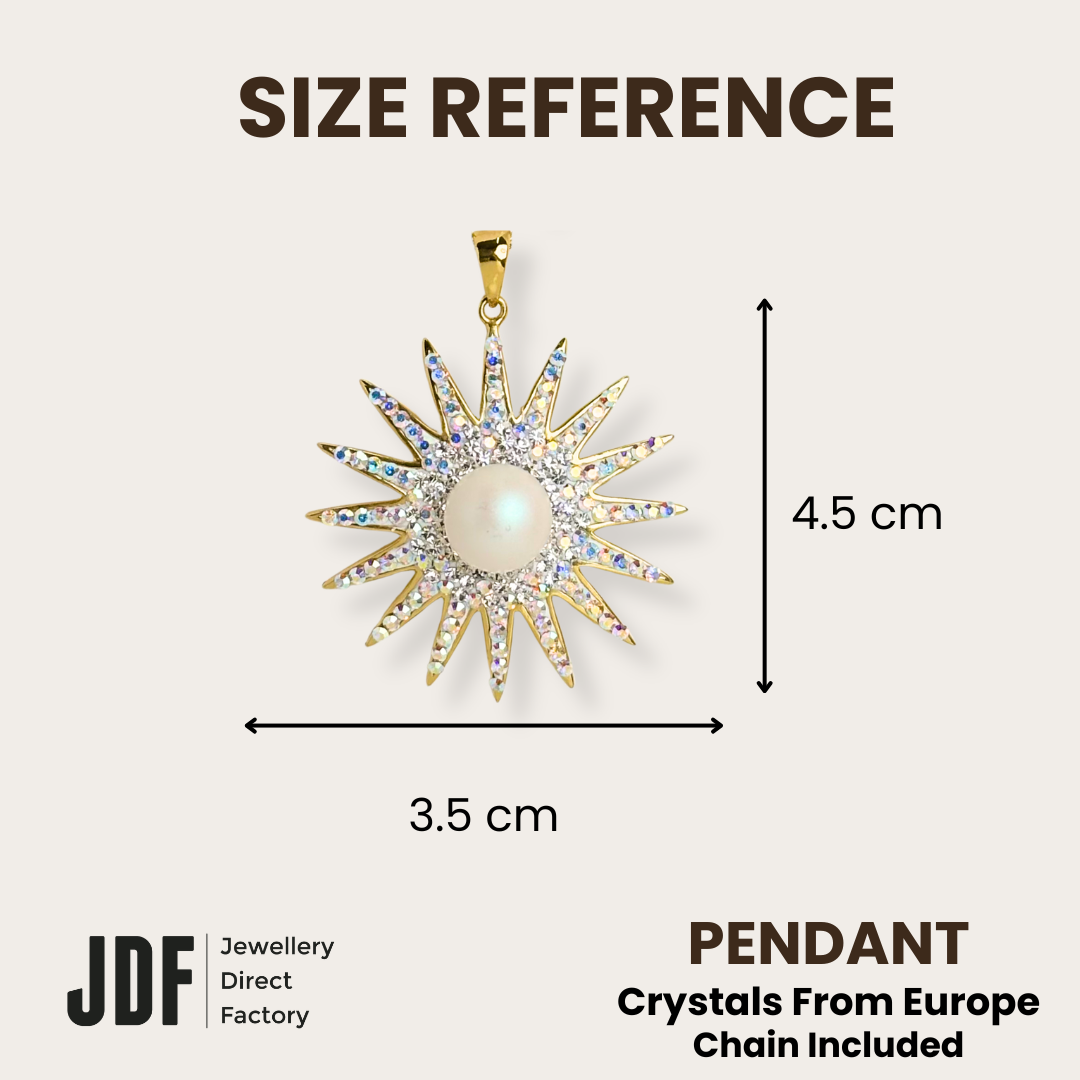 Pearl Sunburst Pendant with Crystal From Europe