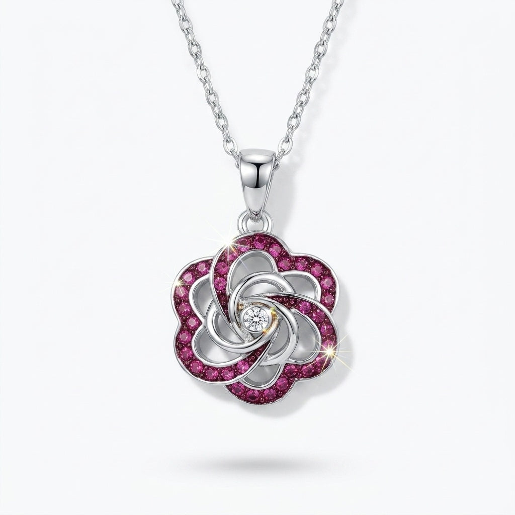 Rose Knot Pendant with Crystal From Europe