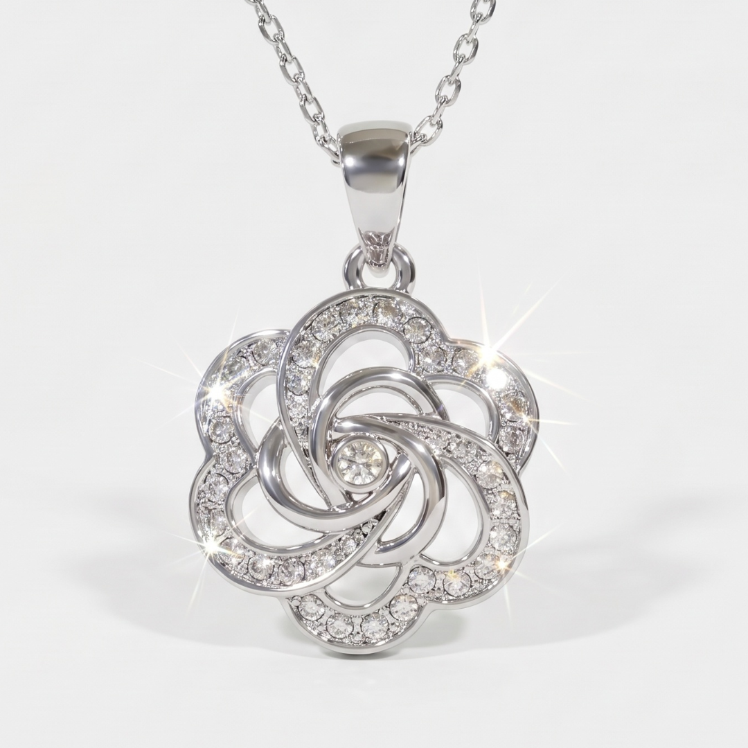 Rose Knot Pendant with Crystal From Europe