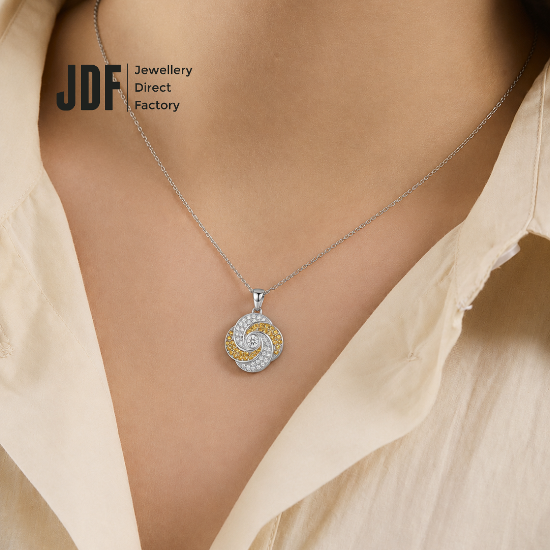 Blooming Rose Pendant with Crystal From Europe
