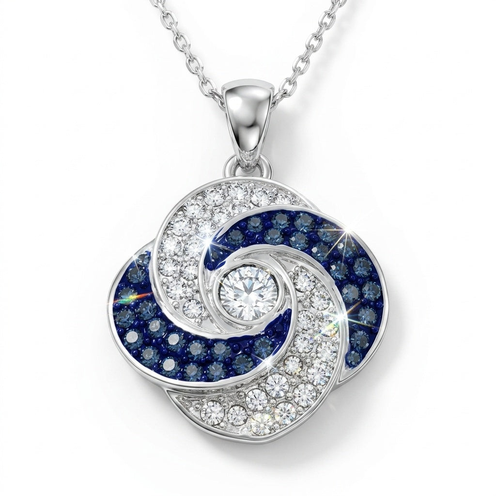 Blooming Rose Pendant with Crystal From Europe