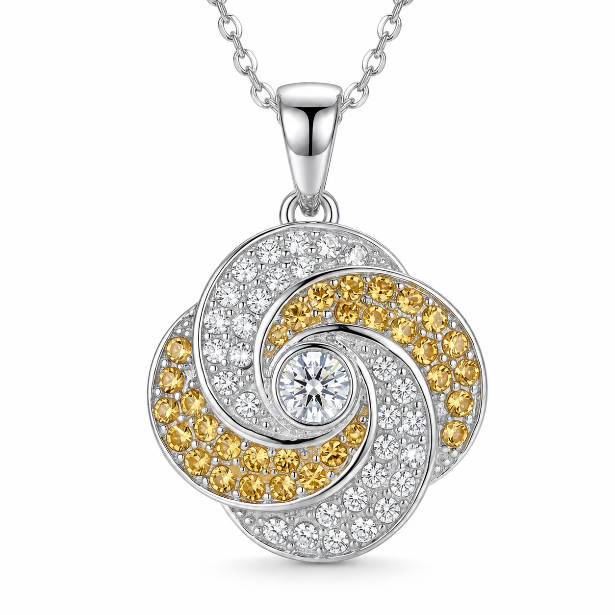 Blooming Rose Pendant with Crystal From Europe