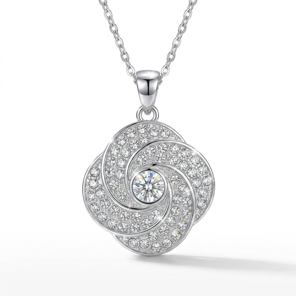 Blooming Rose Pendant with Crystal From Europe