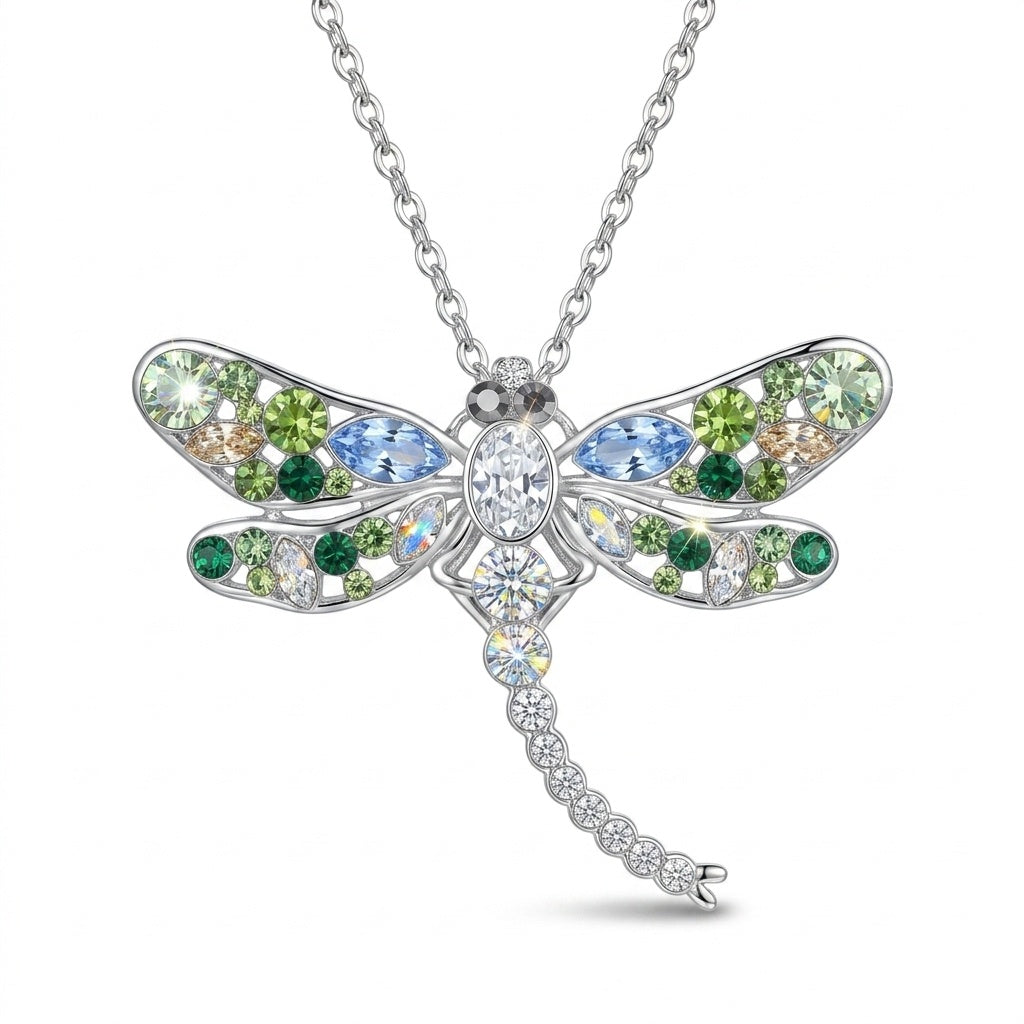 Dragonfly Pendant with Crystal From Europe