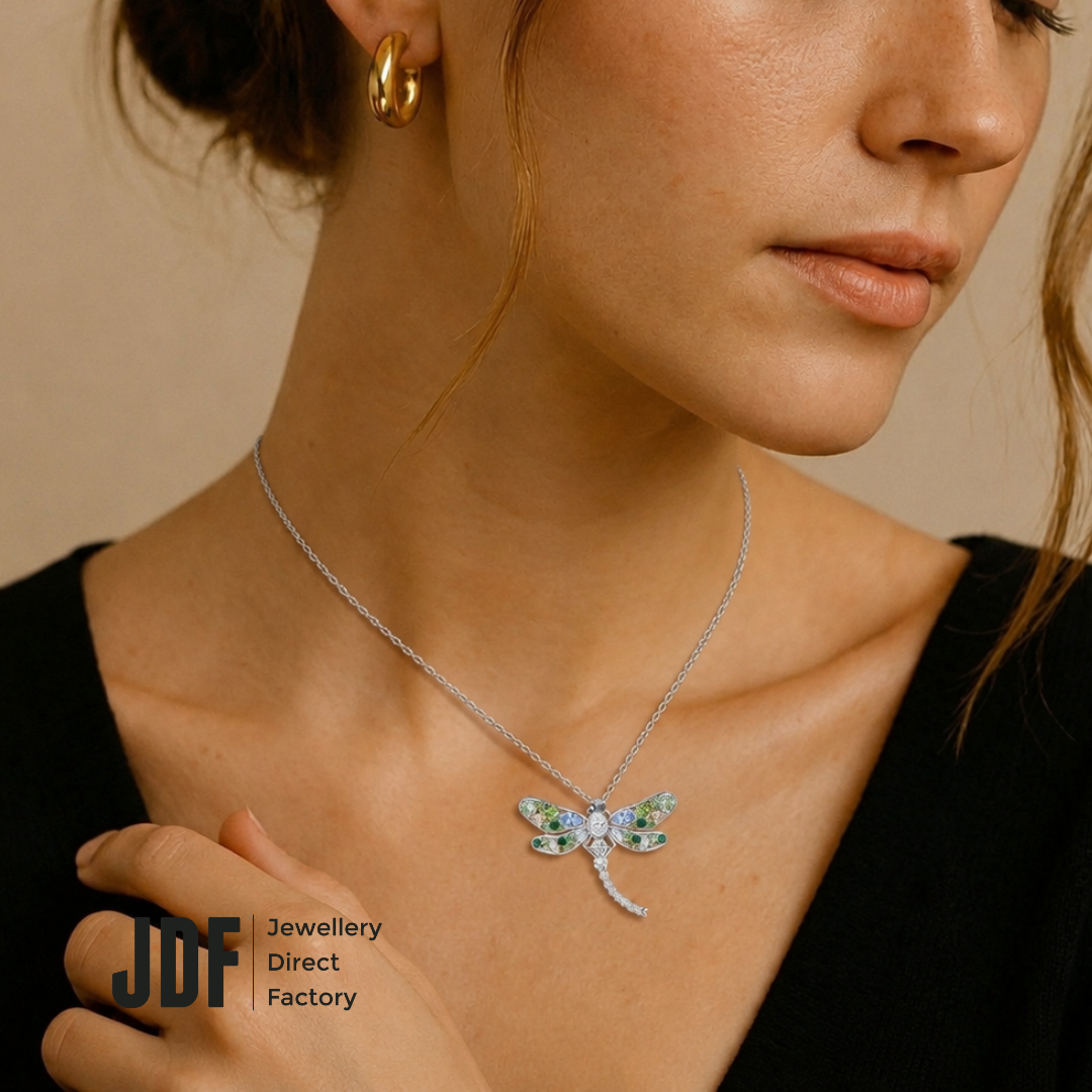Dragonfly Pendant with Crystal From Europe