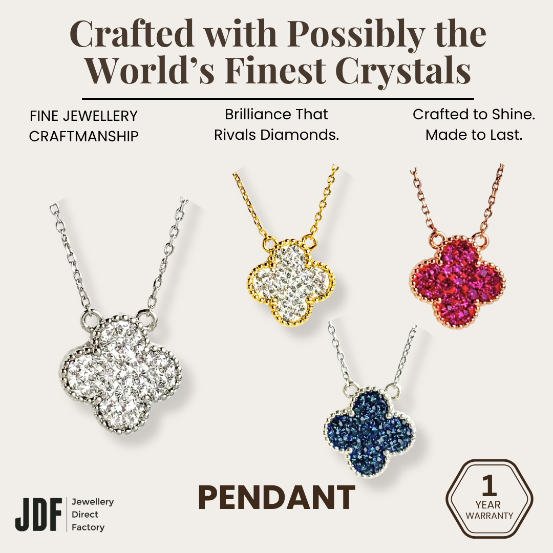2 Sided Clover Necklace with Crystal From Europe