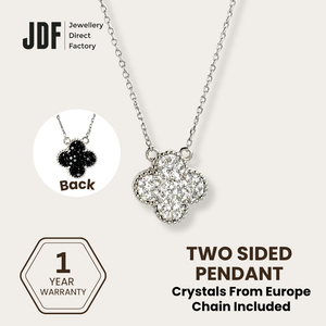2 Sided Clover Necklace with Crystal From Europe
