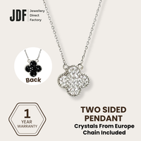 2 Sided Clover Necklace with Crystal From Europe