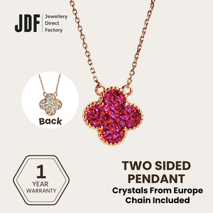 2 Sided Clover Necklace with Crystal From Europe