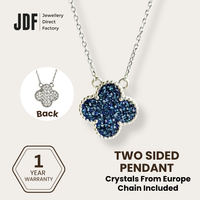 2 Sided Clover Necklace with Crystal From Europe