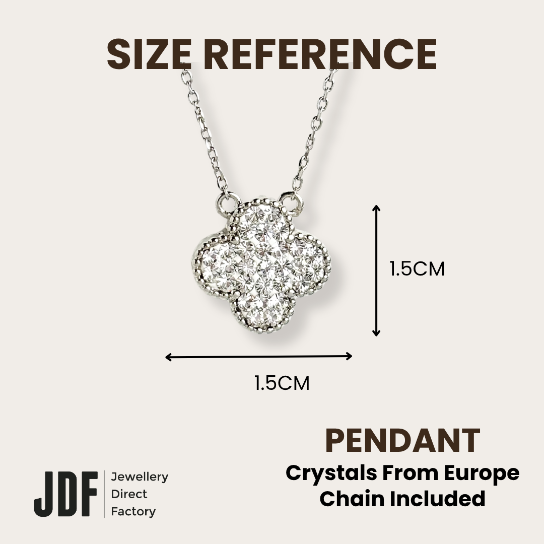 2 Sided Clover Necklace with Crystal From Europe