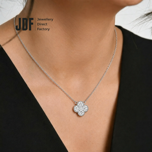 2 Sided Clover Necklace with Crystal From Europe