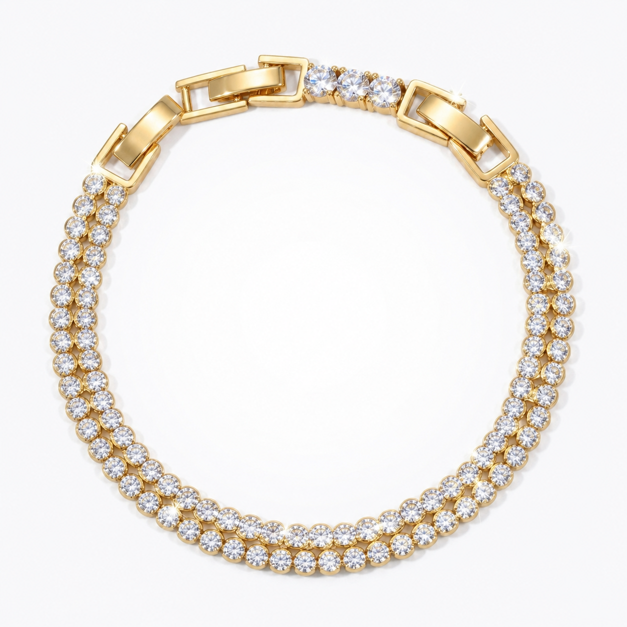 Circular Double-Row Bracelet with Cubic Zirconia