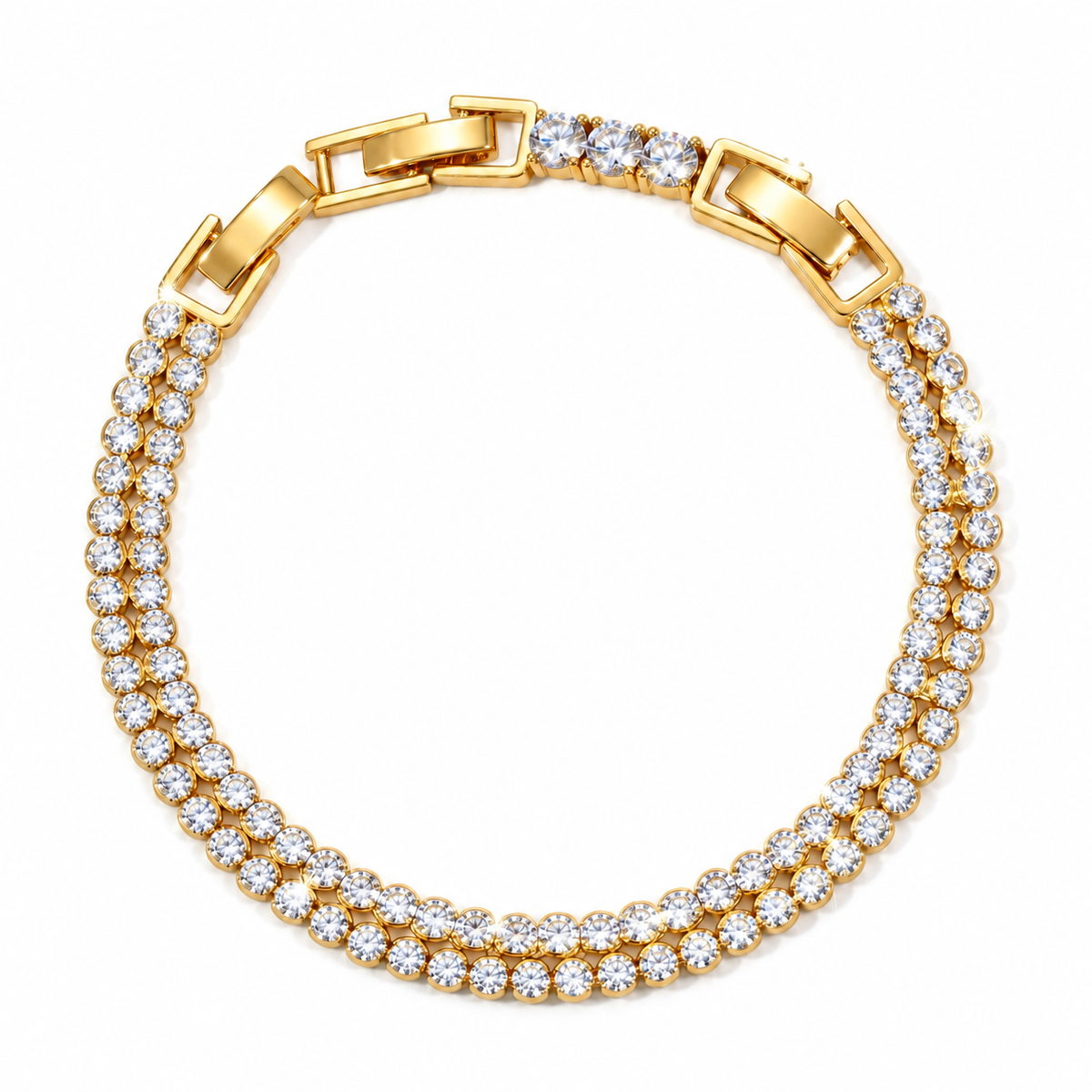 Circular Double-Row Bracelet with Cubic Zirconia