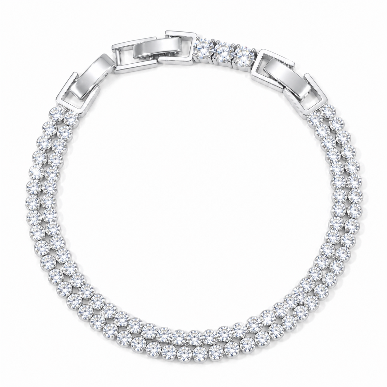 Circular Double-Row Bracelet with Cubic Zirconia
