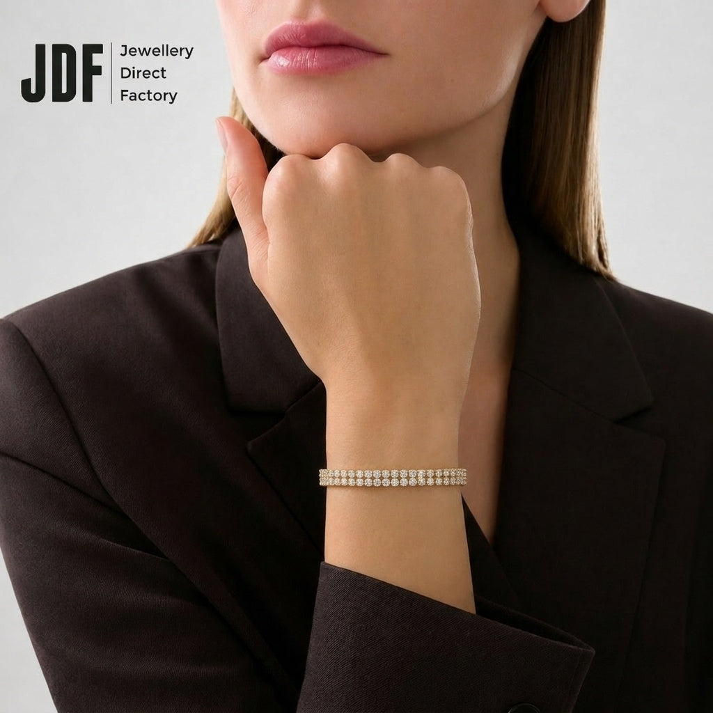 Circular Double-Row Bracelet with Cubic Zirconia