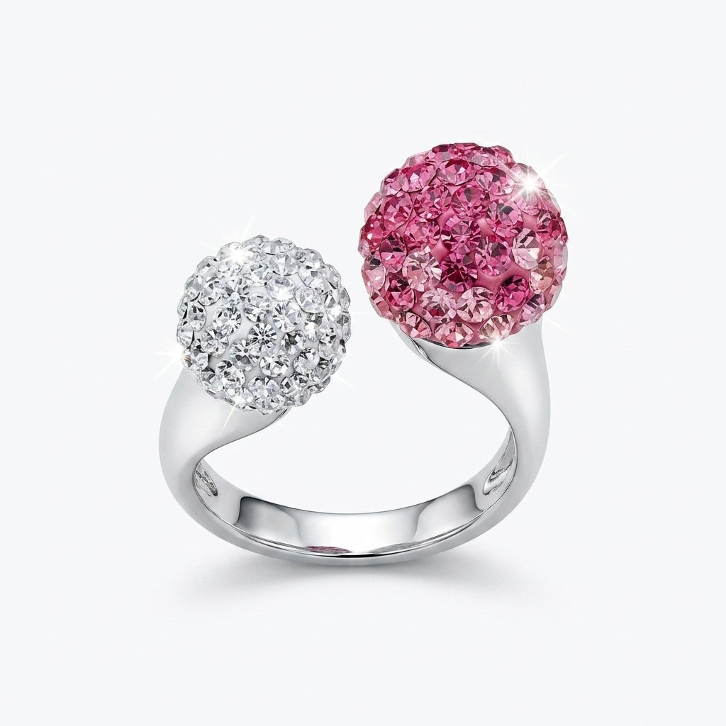 Double Lollipop Ring with Crystals from Europe