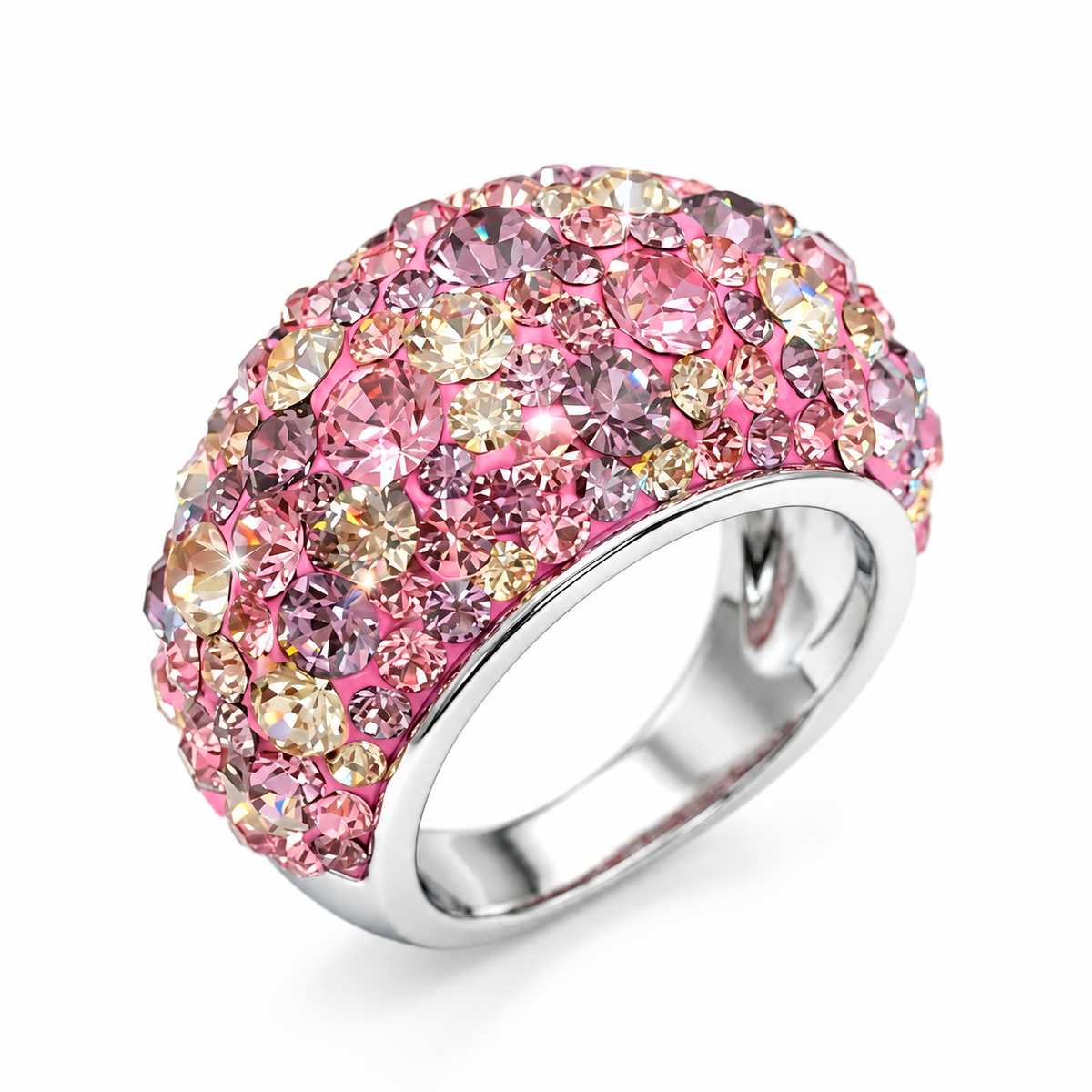 Exclusive Wide Band Ring with Crystals from Europe