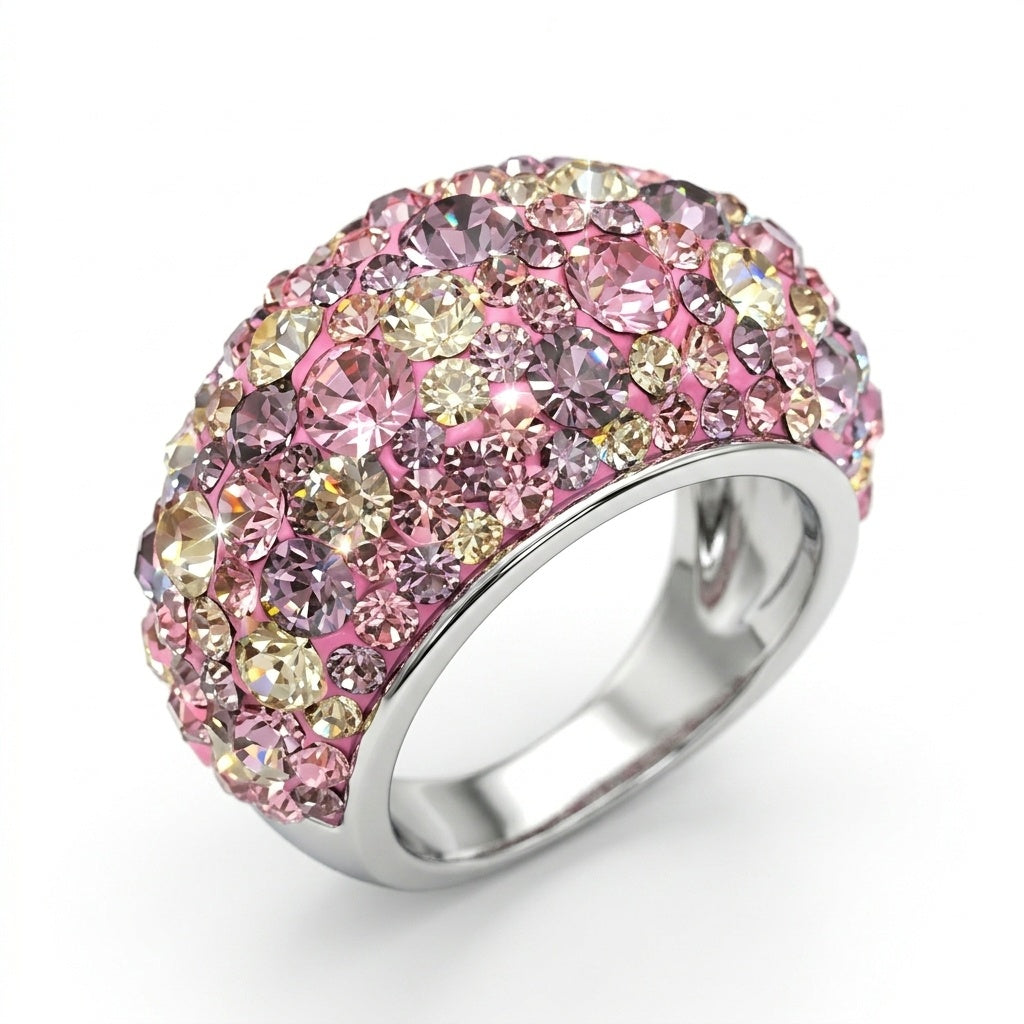 Exclusive Wide Band Ring with Crystals from Europe