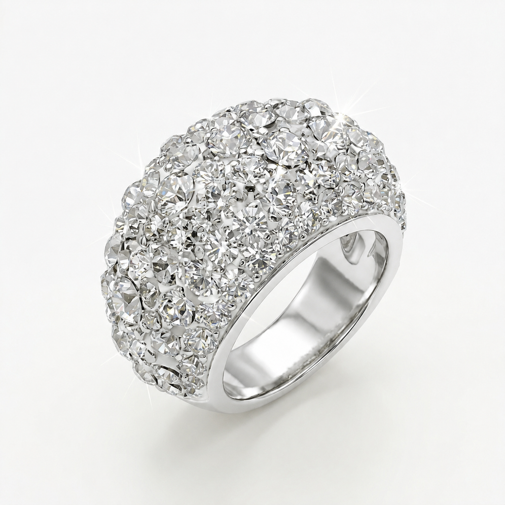 Exclusive Wide Band Ring with Crystals from Europe