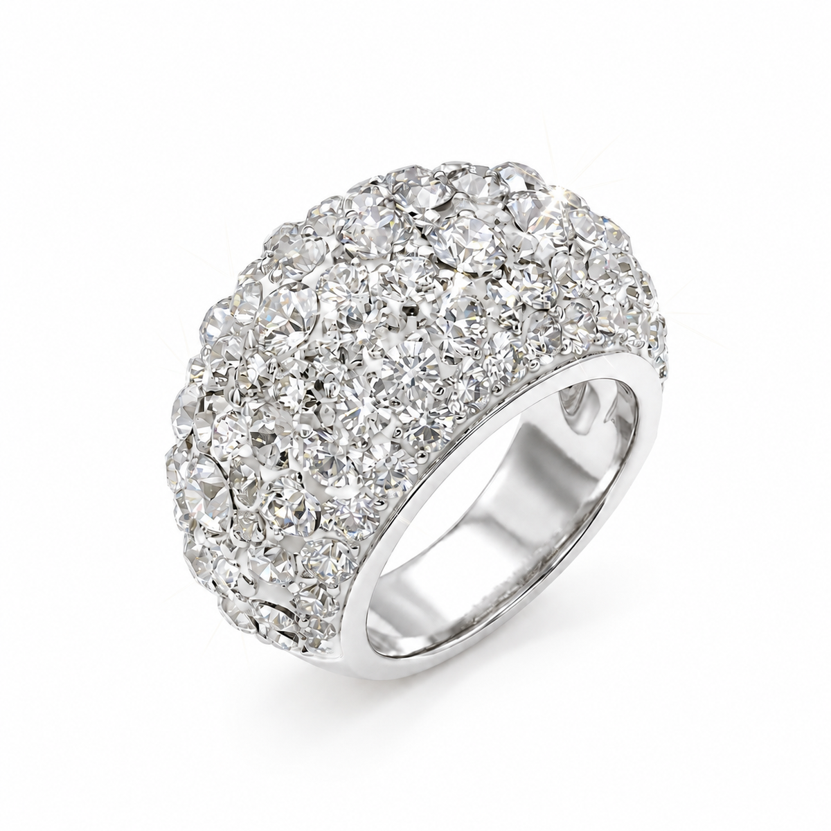 Exclusive Wide Band Ring with Crystals from Europe