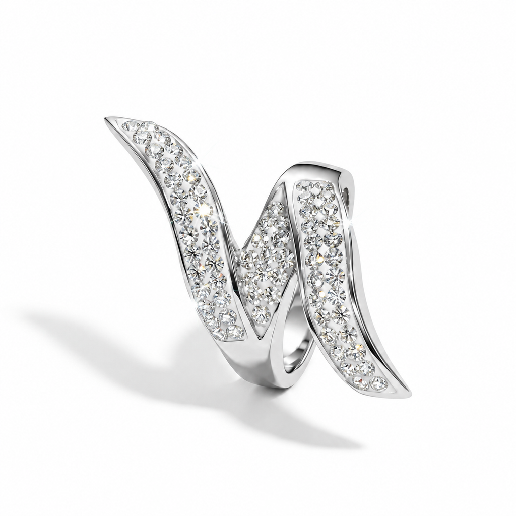Elegant Swirl Ring with Crystals from Europe