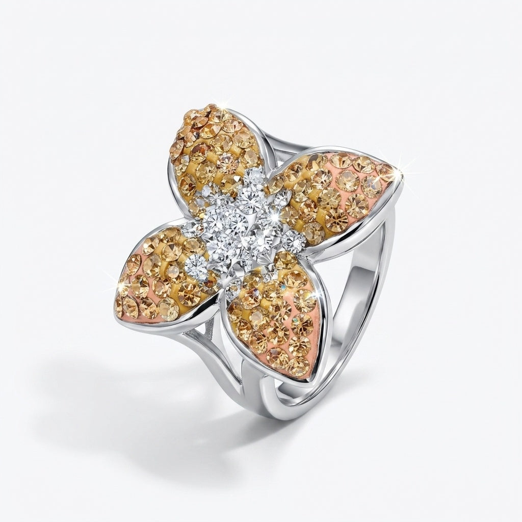 Queen Butterfly Ring with Crystals from Europe