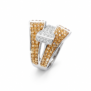 Signature Belt Design Ring with Crystals from Europe