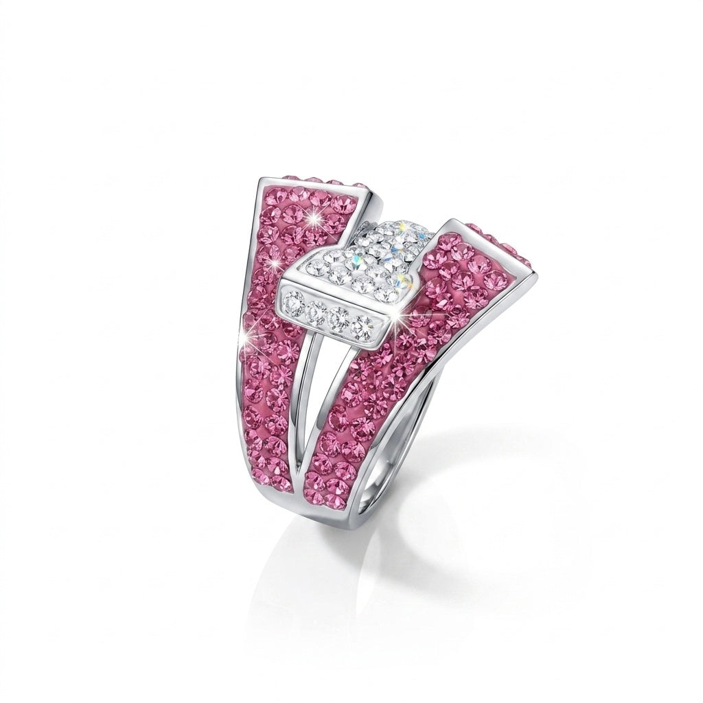 Signature Belt Design Ring with Crystals from Europe