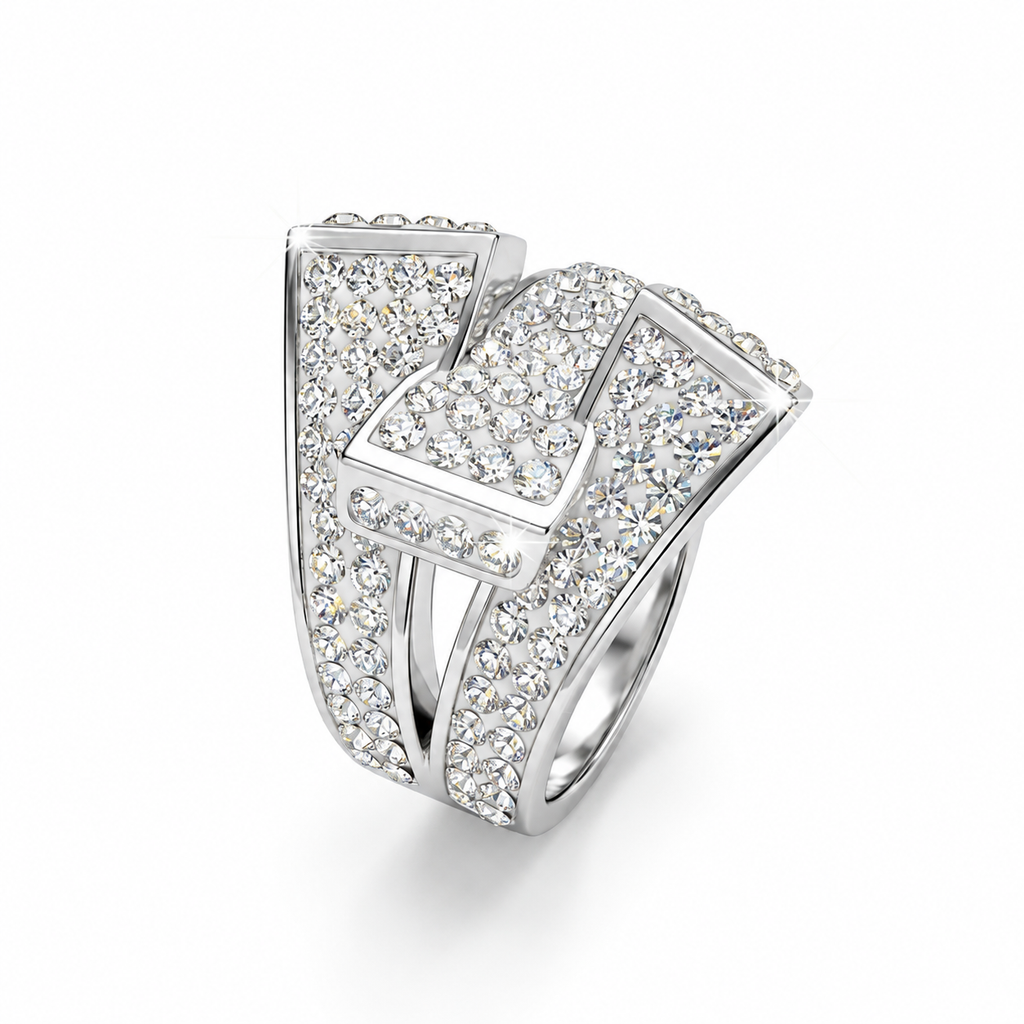 Signature Belt Design Ring with Crystals from Europe