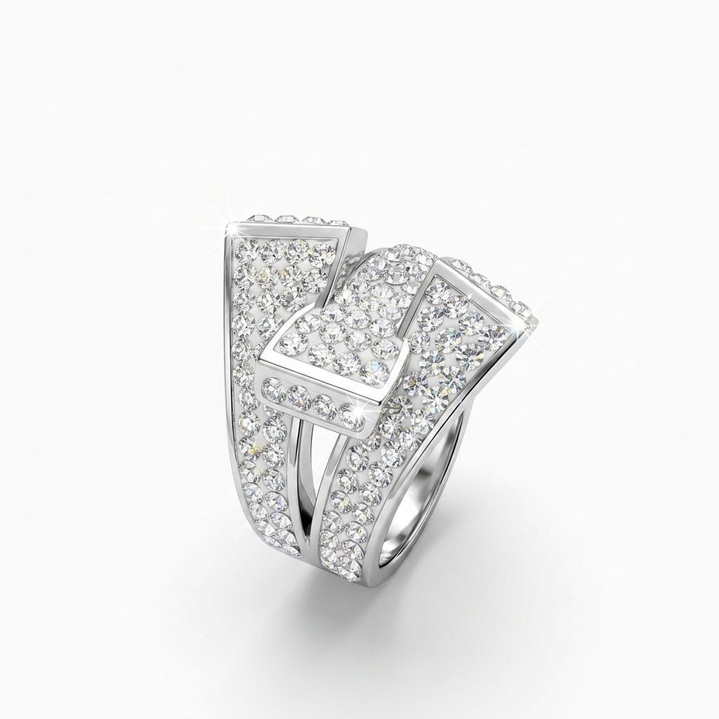 Signature Belt Design Ring with Crystals from Europe