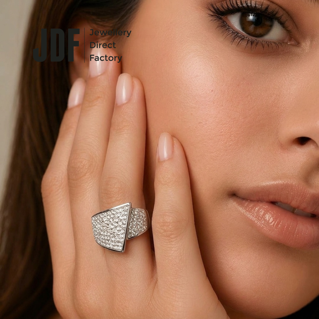 Unique Design Ring with Crystals from Europe