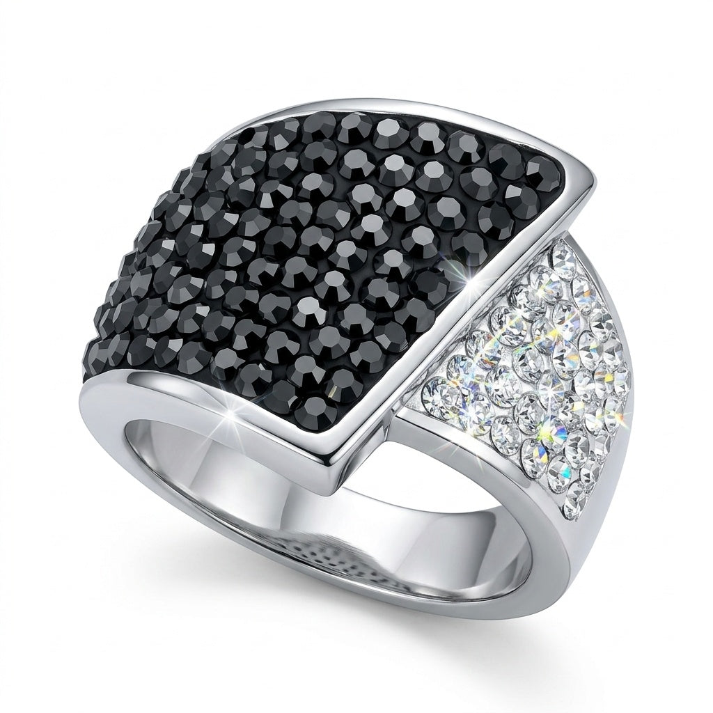 Unique Design Ring with Crystals from Europe