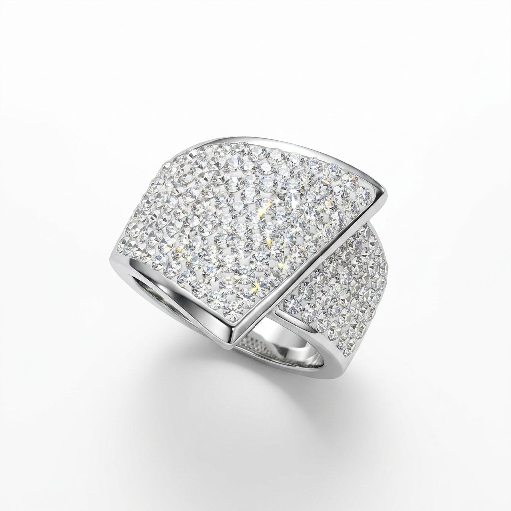 Unique Design Ring with Crystals from Europe