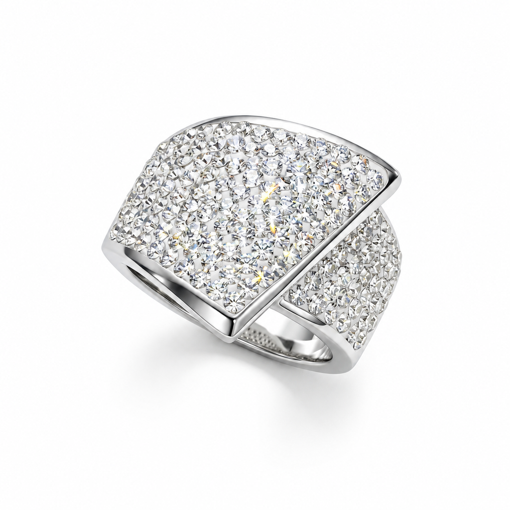Unique Design Ring with Crystals from Europe