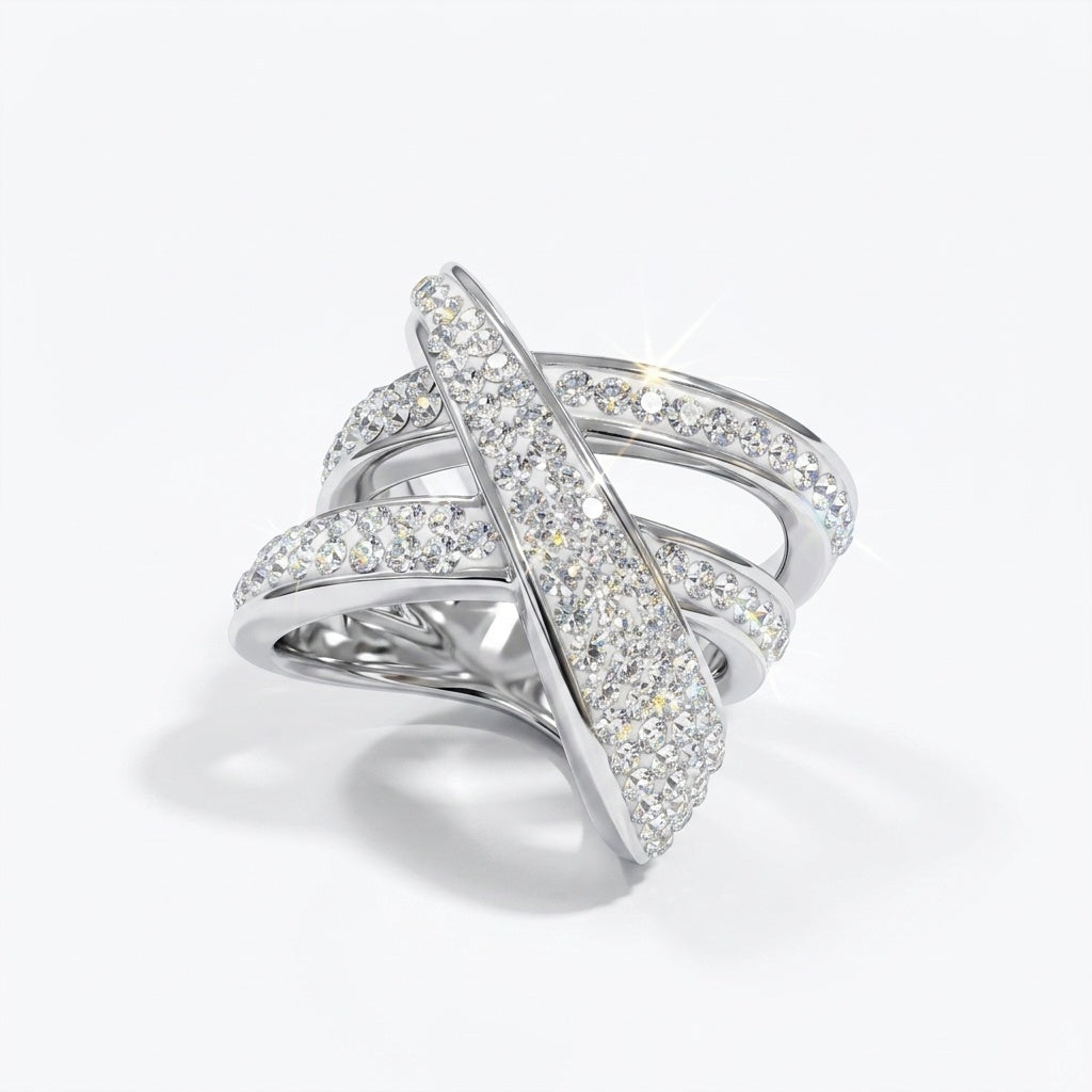 Intertwined Elegance Ring with Crystals from Europe