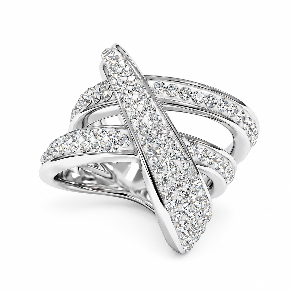 Intertwined Elegance Ring with Crystals from Europe