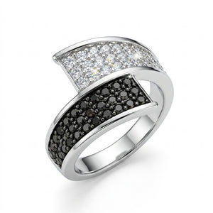 Bypass Pave Ring with Crystal From Europe