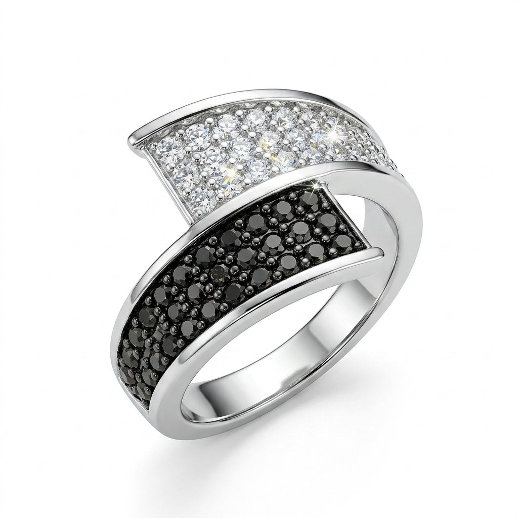 Bypass Pave Ring with Crystal From Europe