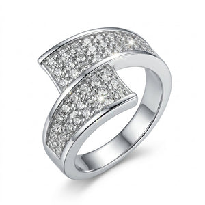 Bypass Pave Ring with Crystal From Europe