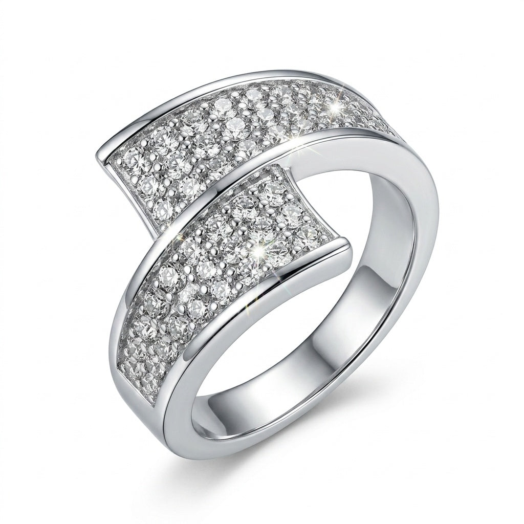 Bypass Pave Ring with Crystal From Europe
