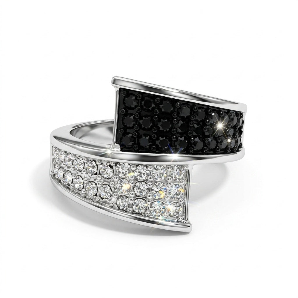 Bypass Pave Ring with Crystal From Europe