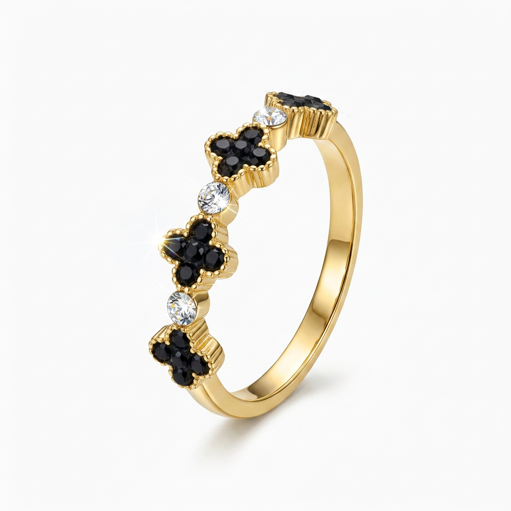 Clover Ring with Crystal From Europe