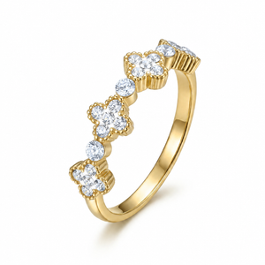 Clover Ring with Crystal From Europe