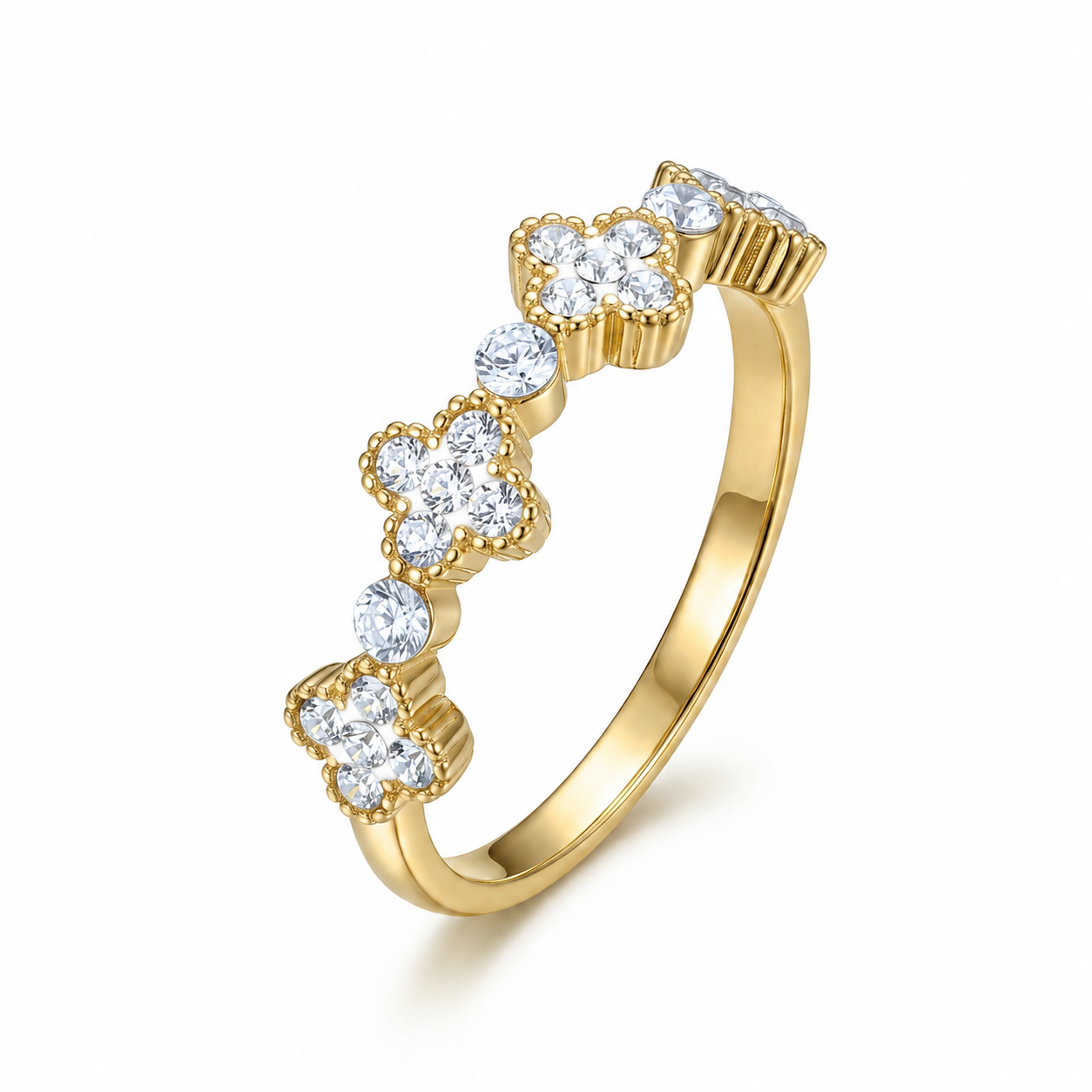 Clover Ring with Crystal From Europe