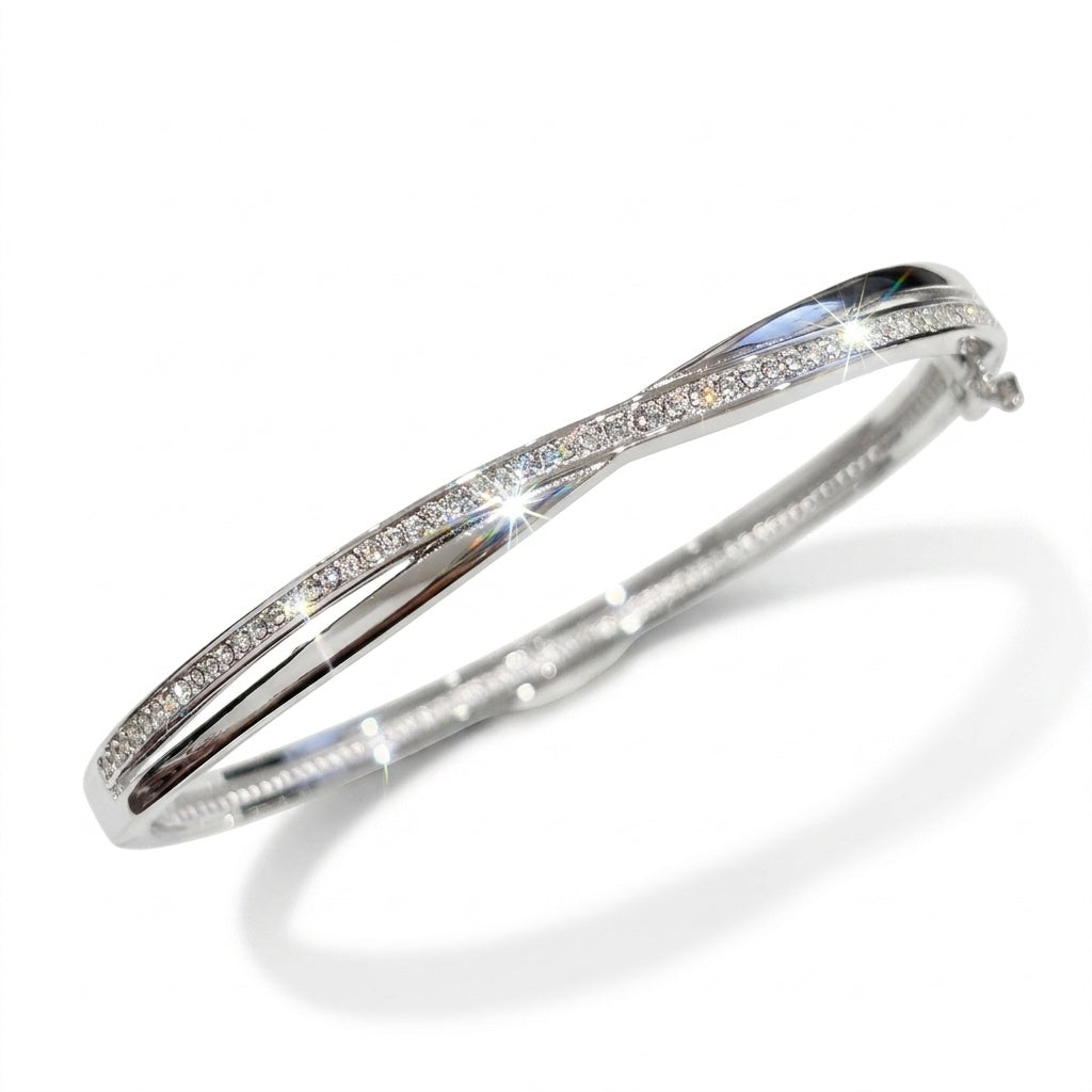 Grace Hinge Bangle with European Crystals
