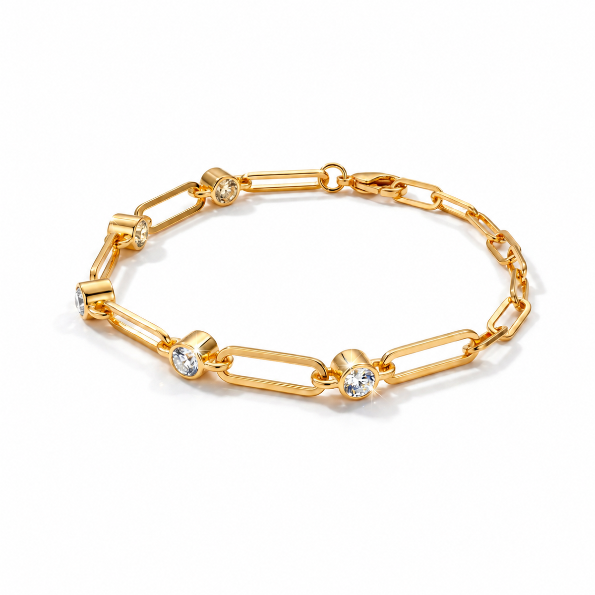 Double-Sided Crystal Paperclip Chain Bracelet