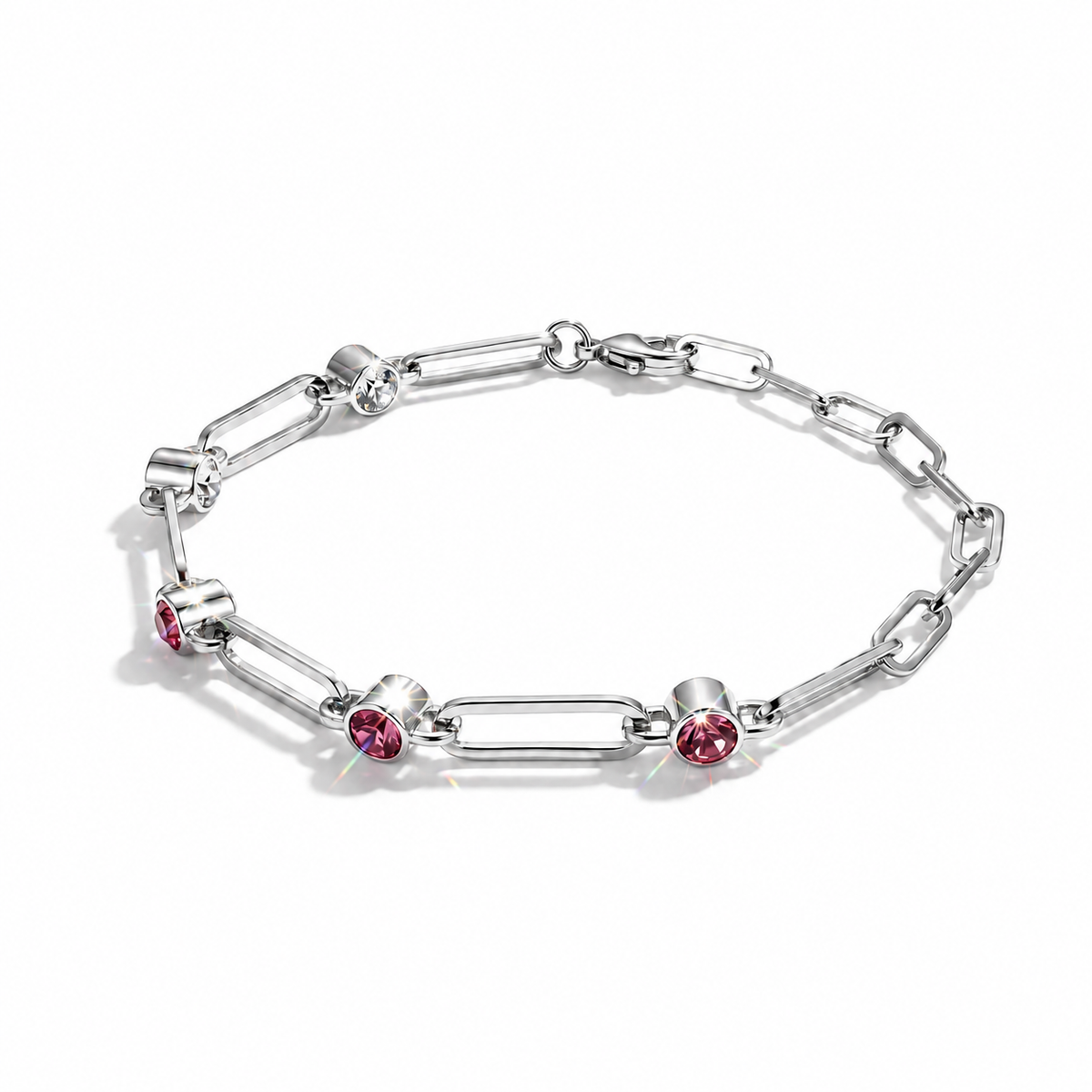 Double-Sided Crystal Paperclip Chain Bracelet